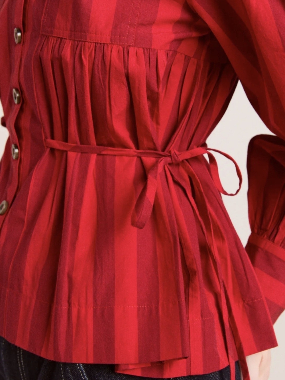 Damson Madder Charlize Stripe Blouse in Red Burgundy Stripe - Picture 4 of 5